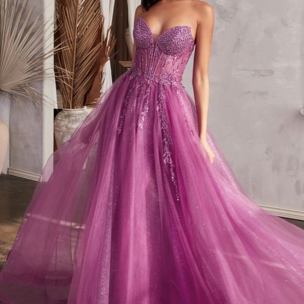 COPY - Strapless tulle ball gown. Formal prom party wedding guest dress.blue,re… - Picture 3 of 9